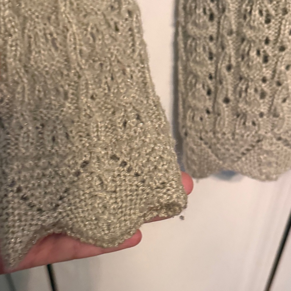 Buy 5 for 10$❗️Vintage Grey-beige Cable Knit Cardigan - Picture 5 of 7